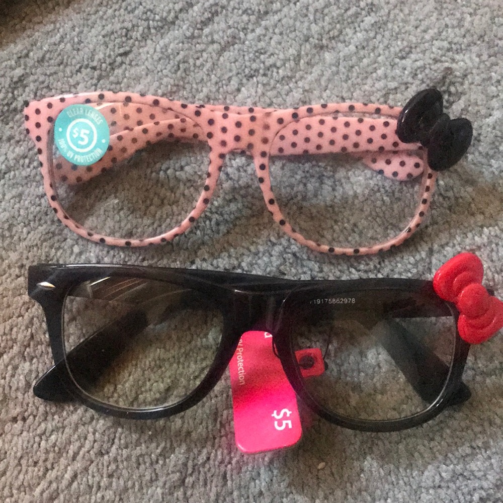 Clear polka dot & black bow tie glasses -NIB